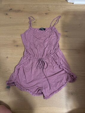 Lulu's Mauve Sleeveless Romper with Drawstring Waist
